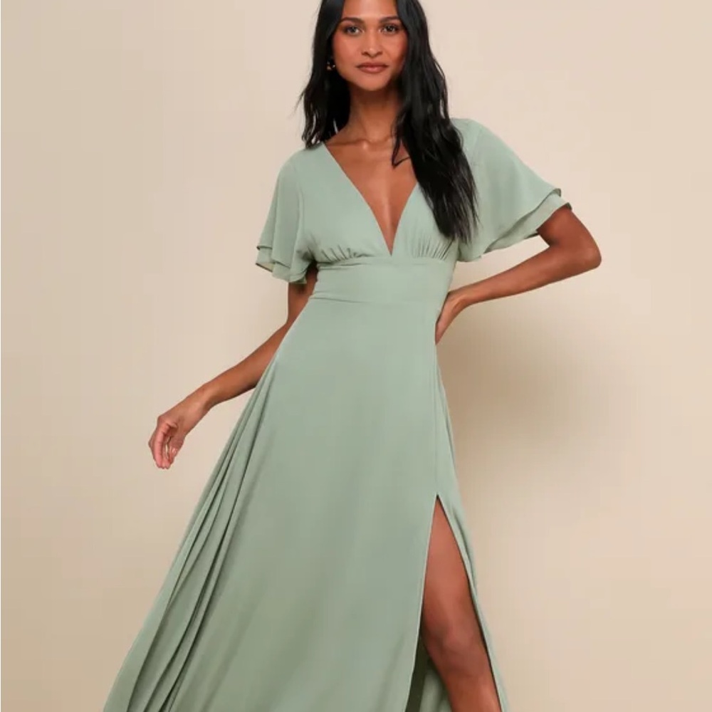 Lulu's Sage Green Maxi Dress